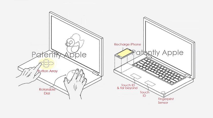 Apple получила патент на MacBook с двумя дисплеями, виртуальной клавиатурой и возможностью беспроводной зарядки iPhone