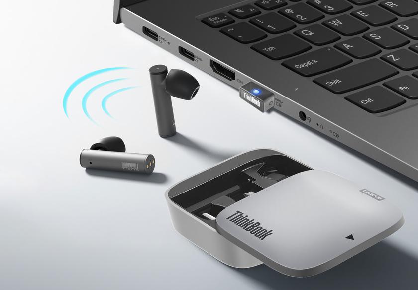 Lenovo представила ThinkBook Pods Pro: TWS-наушники с USB-приёмником, оптимизированные для Skype и Teams