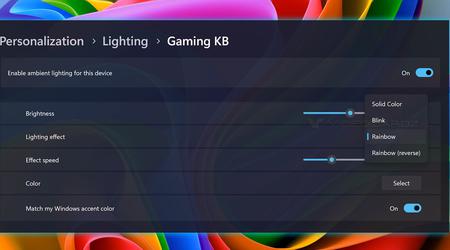 Windows 11 will add control of devices with RGB backlighting