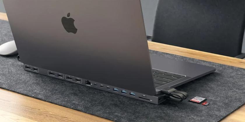 HyperDrive Triple 4K Display Dock: USB-хаб в виде подставки для MacBook Pro с множеством портов и поддержкой трёх 4K-мониторов