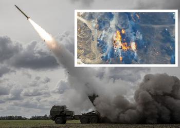 HIMARS уничтожил российский склад с боеприпасами и противотанковыми ракетами «Вихрь» для ударных вертолётов Ка-52