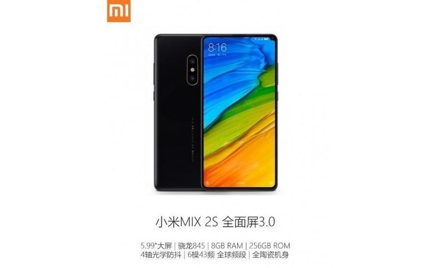 Безрамочный Xiaomi Mi MIX 2S получит сдвоенную камеру с независимыми модулями