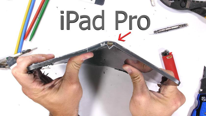 Новый iPad Pro на столе у JerryRigEverything: не горит, зато легко царапается и гнется