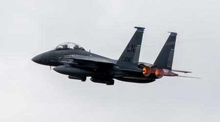 F-15E 91-0308 was the first Strike Eagle fighter at Lakenheath base in the UK to fly 10,000 hours