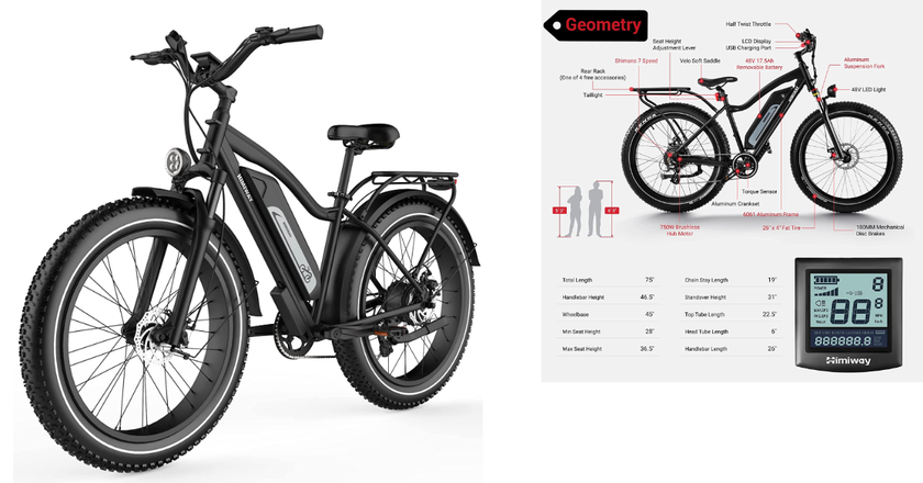 Himiway Cruiser Fat Tire mejor bicicleta eléctrica para personas grandes