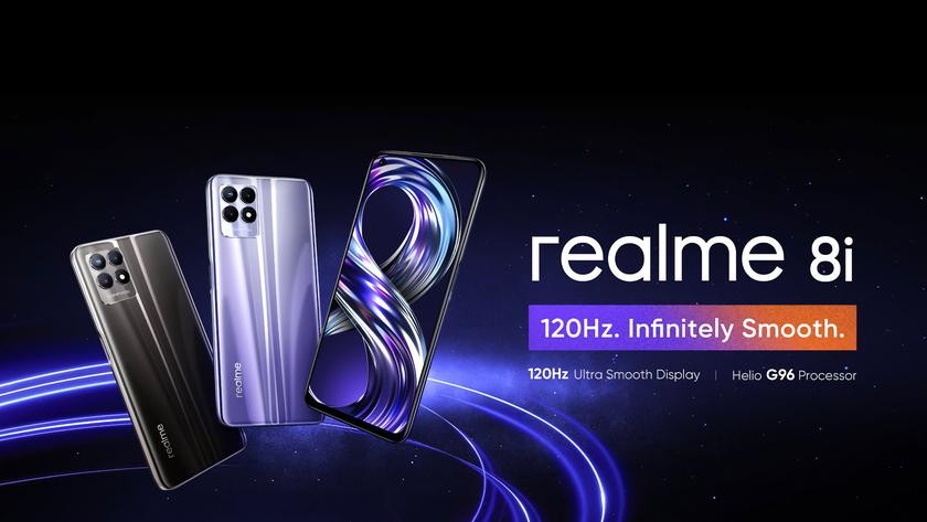 Realme 8i: экран на 120 Гц, чип MediaTek Helio G96, аккумулятор на 5000 мАч и до 11 ГБ ОЗУ за $190