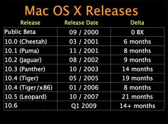 Mac OS X 10.6 Snow Leopard выйдет в I месяце 2009 года