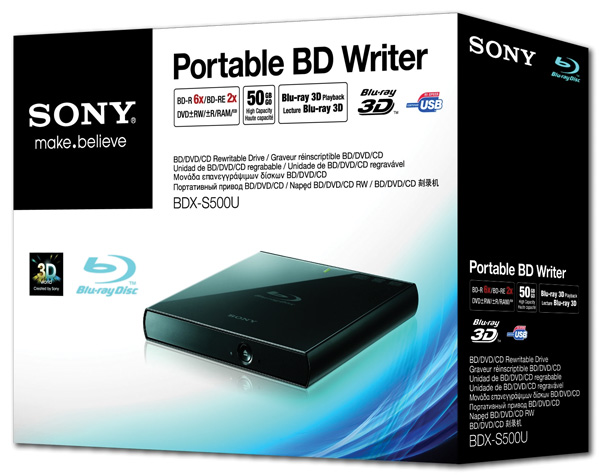 25 гигабайт за 20 минут: внешний пишущий BD-привод Sony BDX-S500U-3