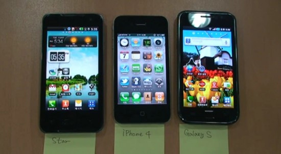 Сравнение LG Optimus 2X (Star) с Samsung Galaxy S и Apple iPhone 4 на видео