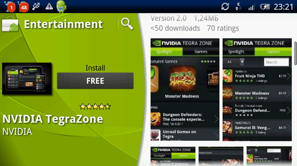 Приложение Nvidia Tegra Zone для Android-смартфонов