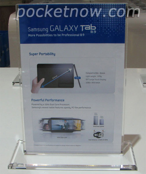 Samsung Galaxy Tab 8.9: разрешение 1280х800 и толщина 9 миллиметров