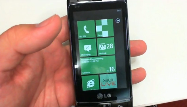 Интерфейс Windows Phone 7 на видео 