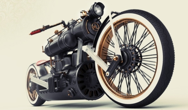 Концепт стимпанковского мотоцикла Train Wreck-2