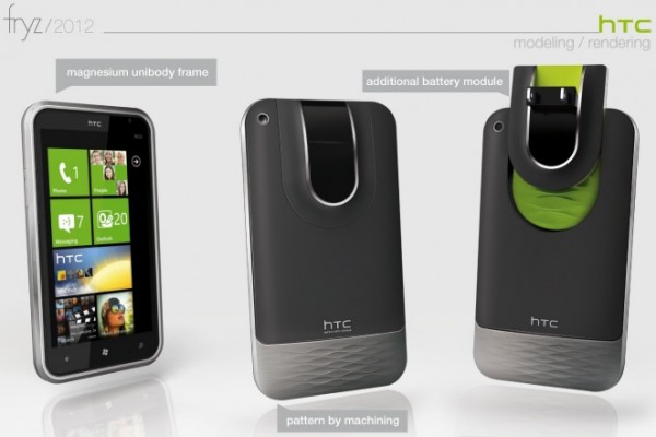 Концепт смартфона HTC Magnesium с дополнительным аккумулятором и настенной зарядкой