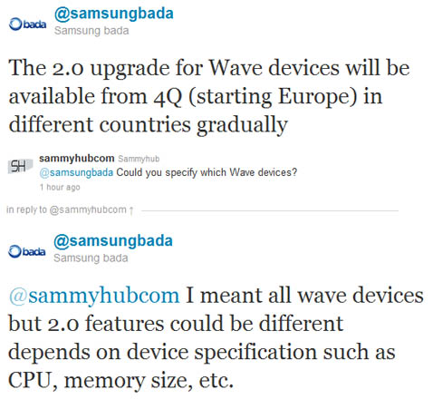 Обновление Bada 2.0 будет доступно для всех смартфонов Samsung Wave