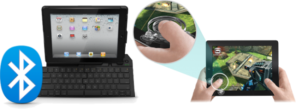 Джойстик на присосках и складной чехол-клавиатура для iPad от Logitech
