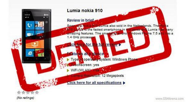 Смартфона Nokia Lumia 910 с камерой на 12 МП не будет