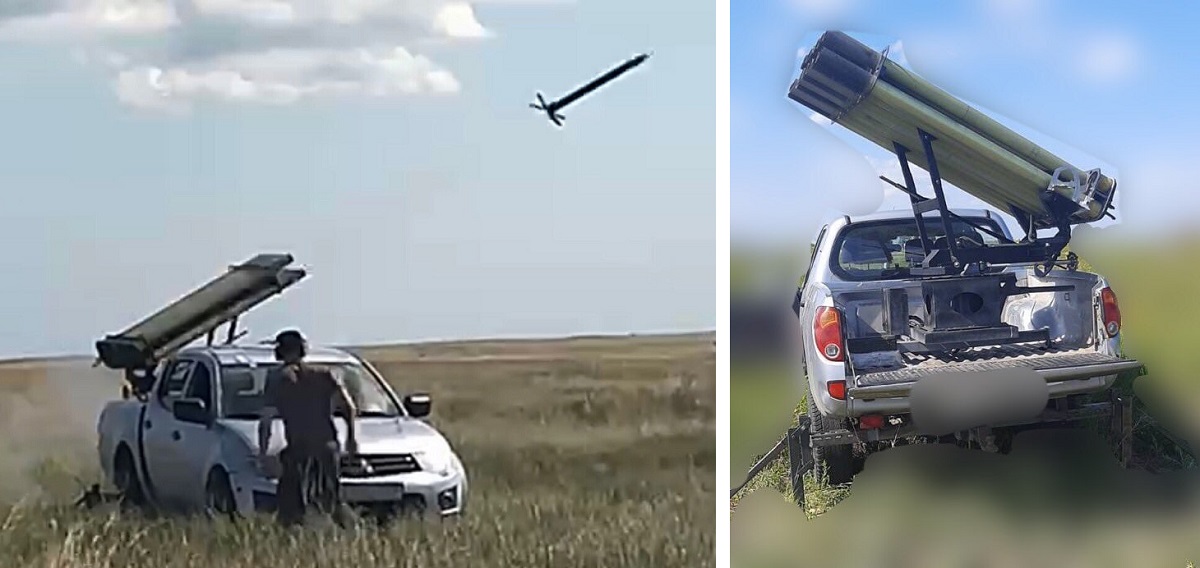 Das ukrainische Militär zeigte ein "hausgemachtes" MLRS, das auf dem Fahrgestell eines gewöhnlichen Autos montiert war