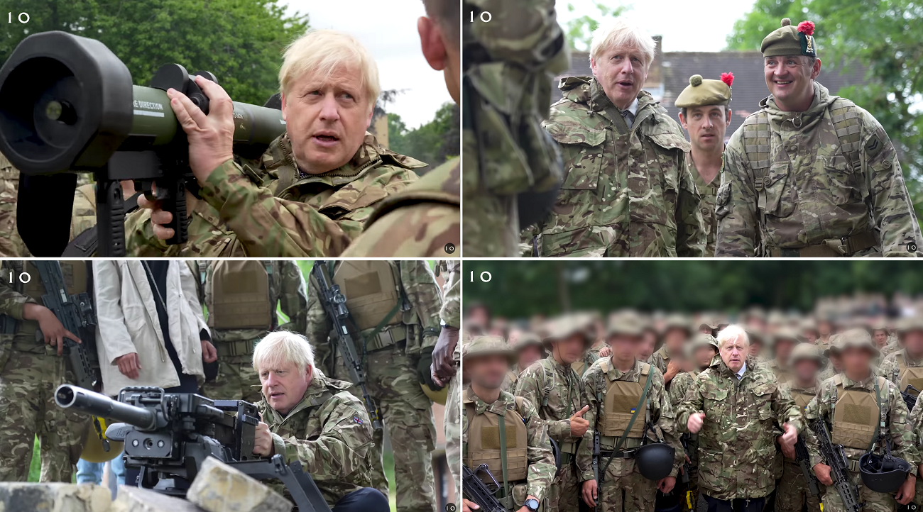 Boris Johnson trainierte mit ukrainischen Soldaten bei einer Übung in Großbritannien