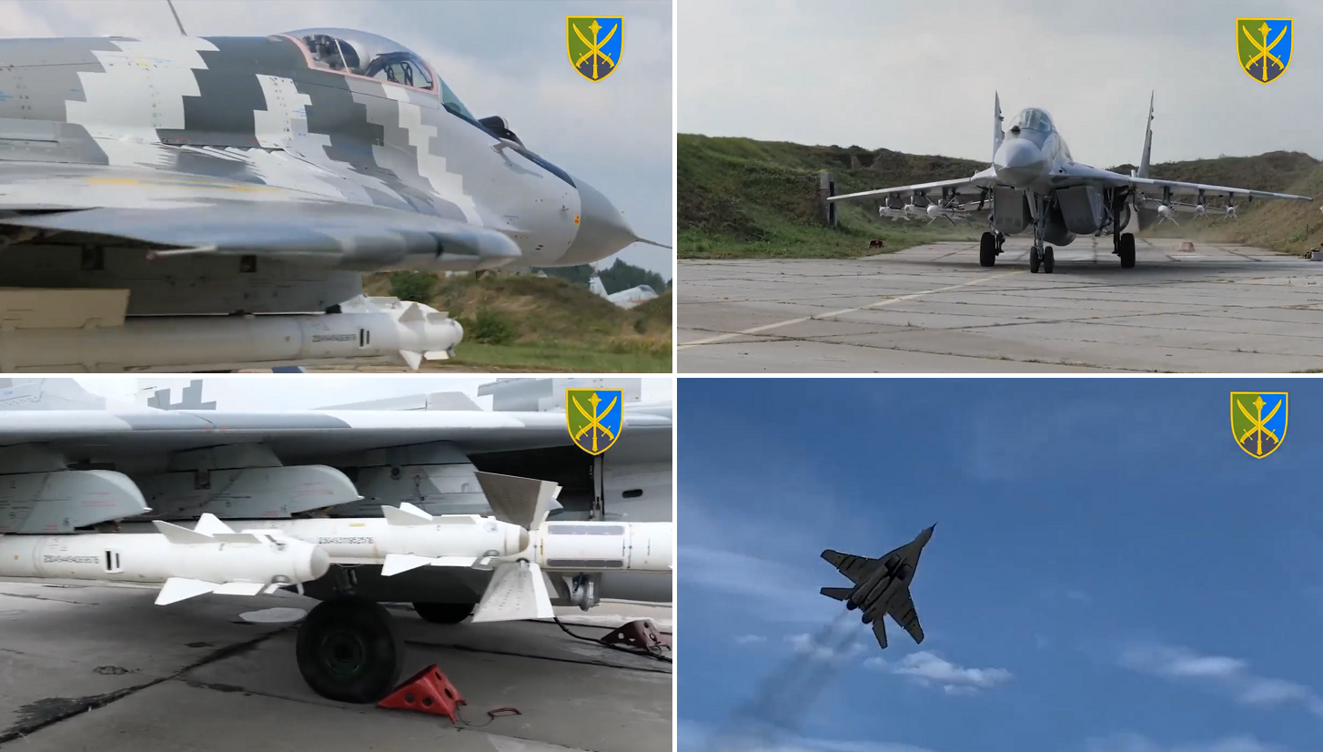 Video of a very rare Ukrainian MiG-29 fighter jet with R-27 and R-73 missiles