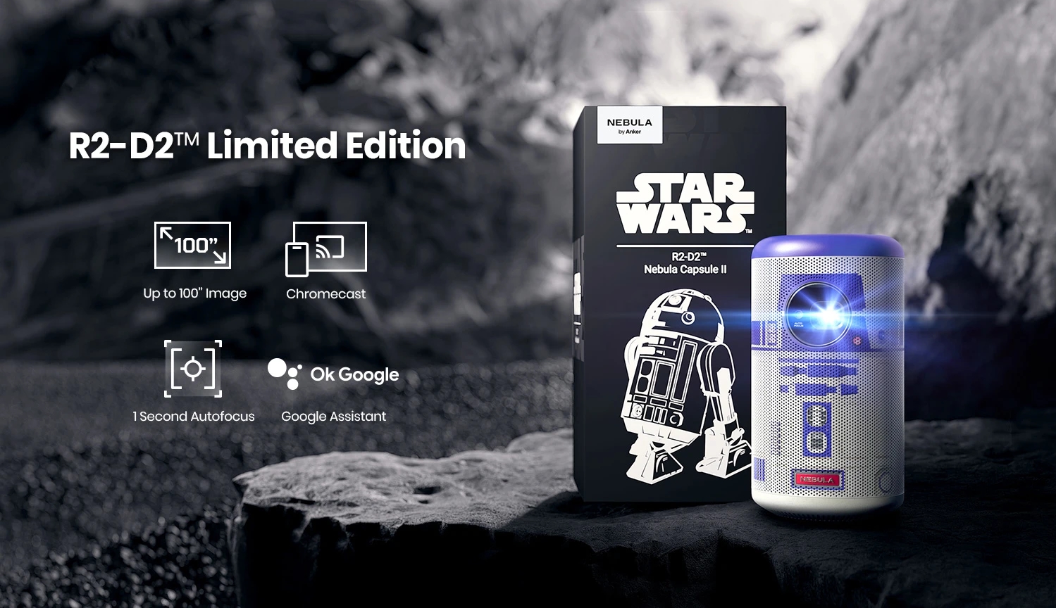 Für echte Star-Wars-Fans: Anker enthüllt eine Sonderversion des Nebula Capsule II Projektors in den Farben des R2-D2-Droiden