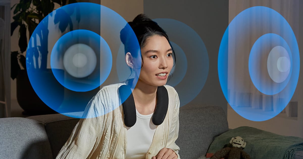 Sony präsentiert den Bravia Theater U HT-AN7 Lautsprecher, der anstelle eines Headsets um den Hals getragen werden soll (Video)