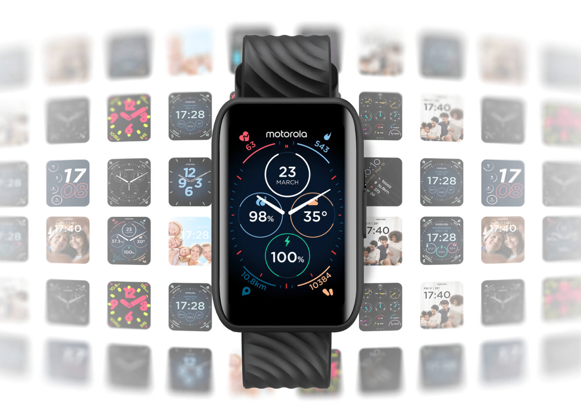 Moto Watch 40: LCD-skjerm, IP67-beskyttelse, SpO2-sensor, Moto Watch OS og opptil 10 dagers batterilevetid for 65 dollar.