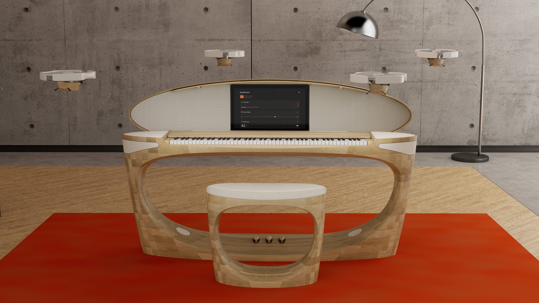 Roland anuncia un piano con una tableta integrada y drones como altavoces