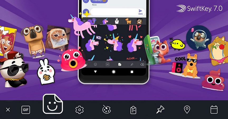 In SwiftKey added stickers and animations