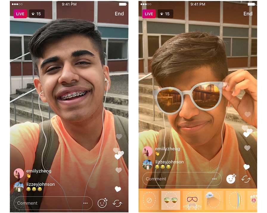 Социальная сеть Instagram добавил фильтры-маски для прямых трансляций