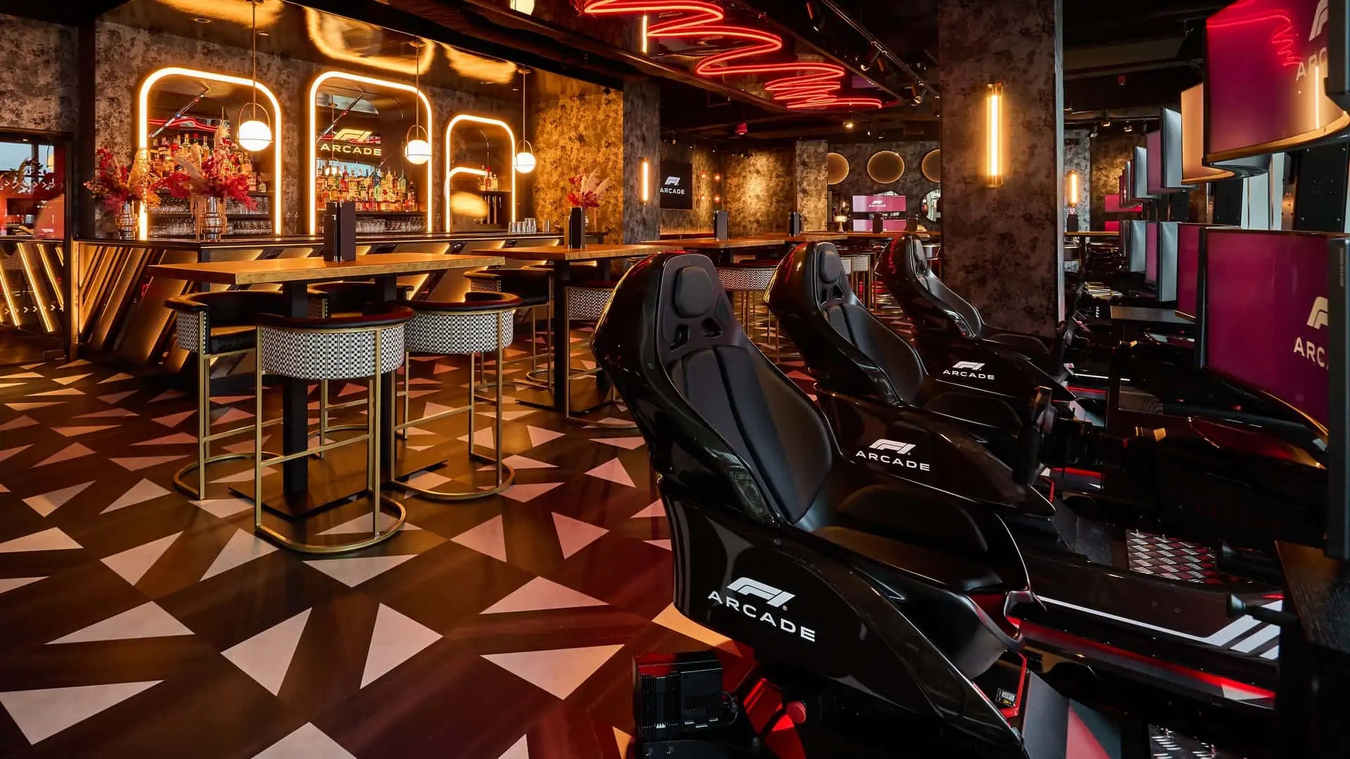 The F1 Arcade restaurant has opened in Boston, offering delicious food and a ride behind the wheel of a Formula 1 car