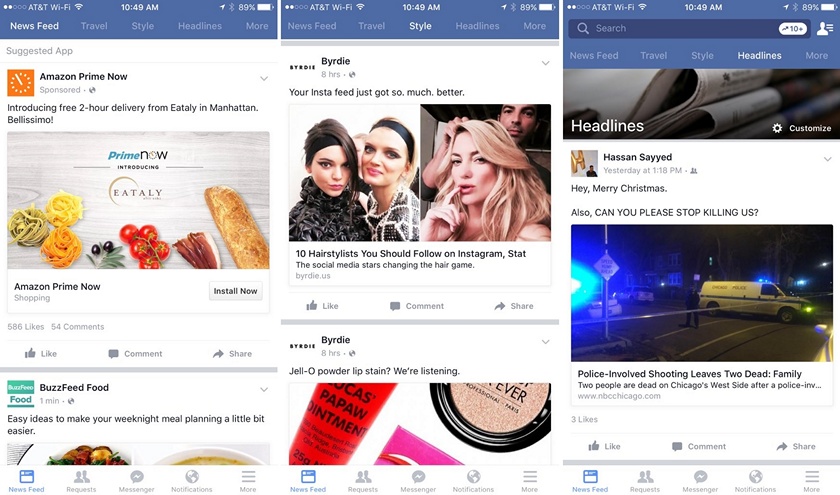 Facebook тестирует персонализацию новостной ленты