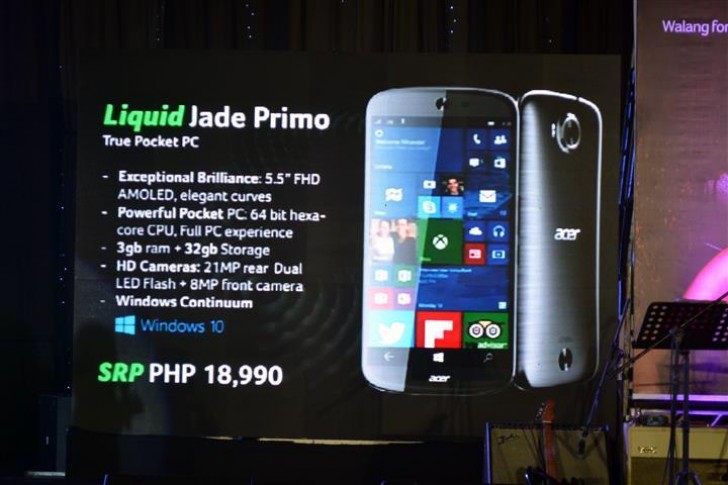 Стала известна цена Windows-смартфона Acer Jade Primo с доком для Continuum