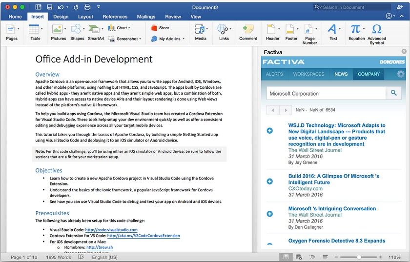 Microsoft Office для Mac получит поддержку дополнений