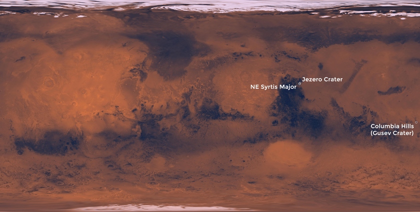 NASA назвала возможные места посадки марсохода 2020 года