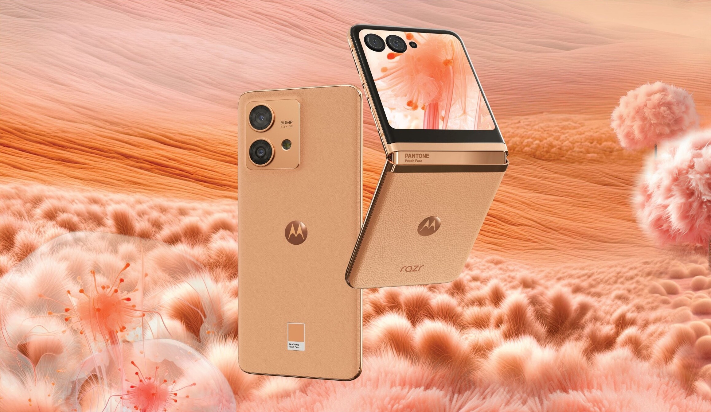 Motorola stellt das Razr 40 Ultra und Edge 40 Neo in Peach Fuzz vor - laut Pantone die Farbe des Jahres 2024
