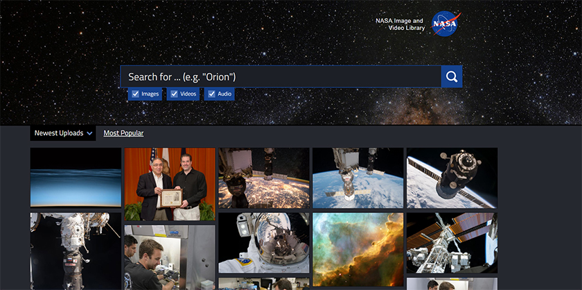 NASA запустили библиотеку фото и видео, доступную всем