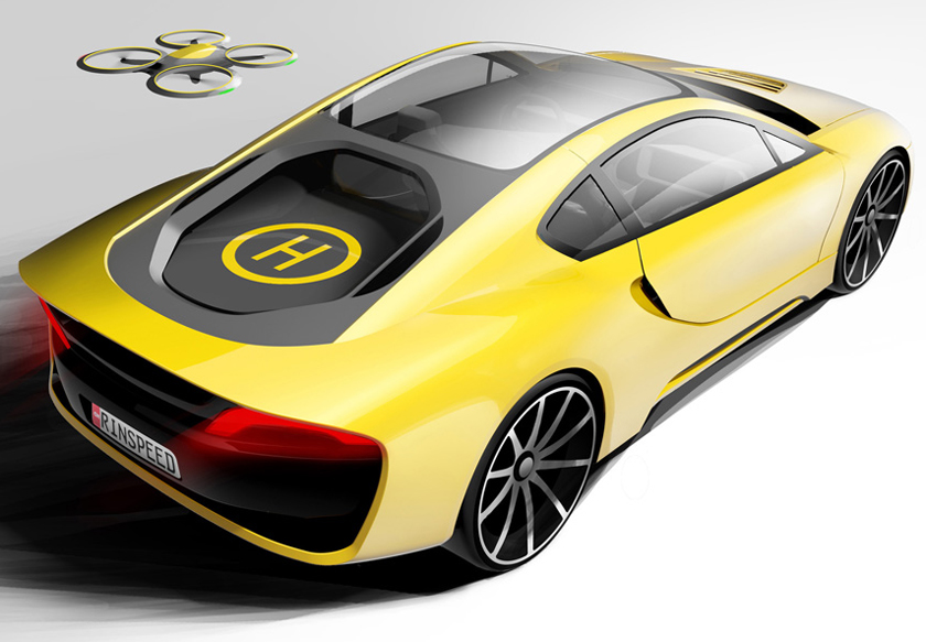 Концепт автономного автомобиля Rinspeed Etos с посадочной площадкой для дрона