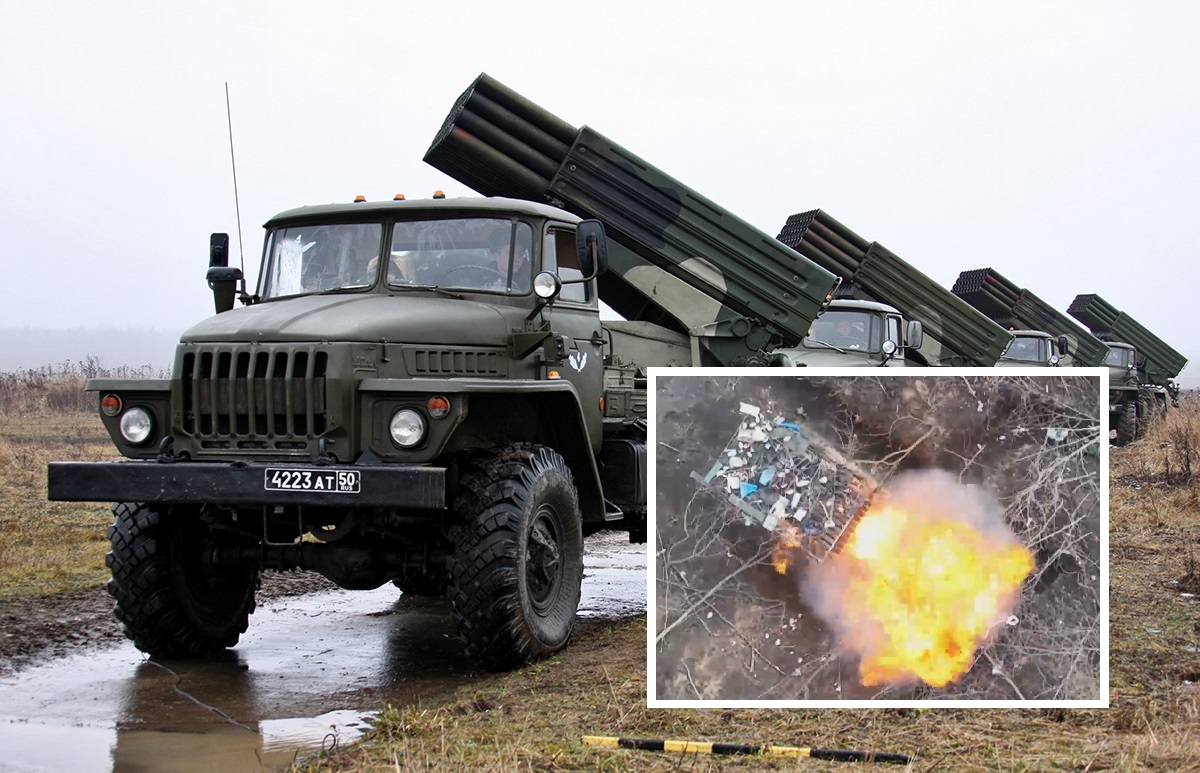 DJI Mavic destroys Russian BM-21 Grad multiple rocket launcher