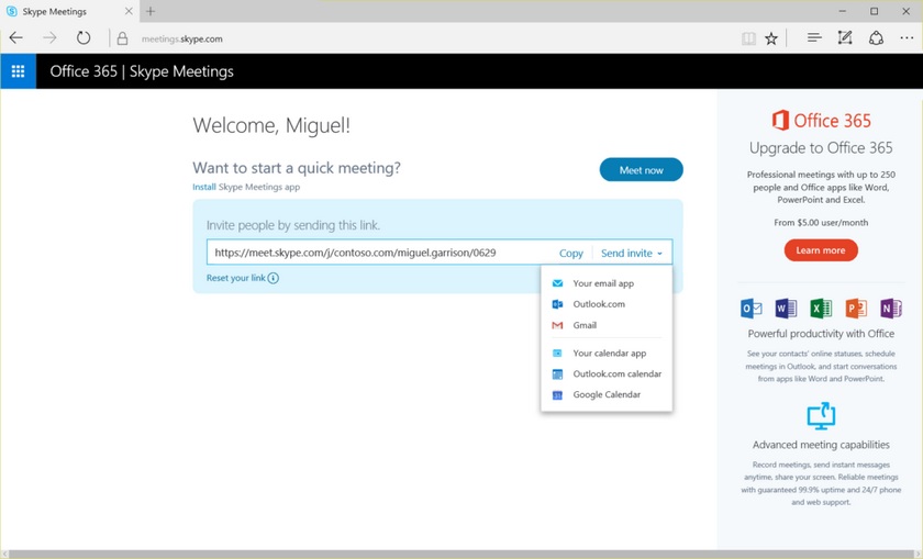 Microsoft запустила Skype Meetings для видеоконференций