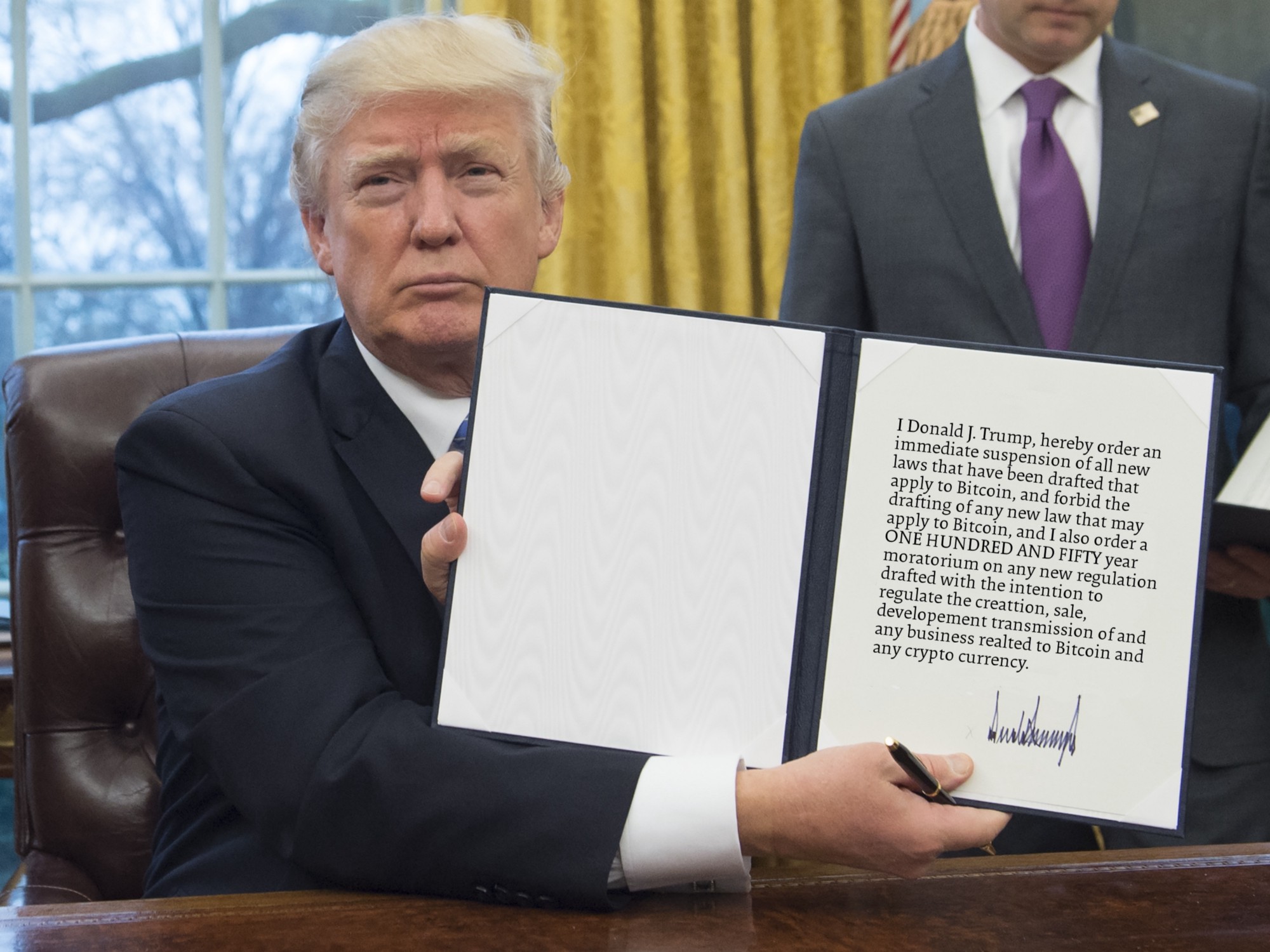 President of the United States Donald Trump introduced a tax on the crypto currency