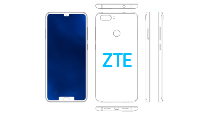 ZTE patented the smartphone immediately with two notches