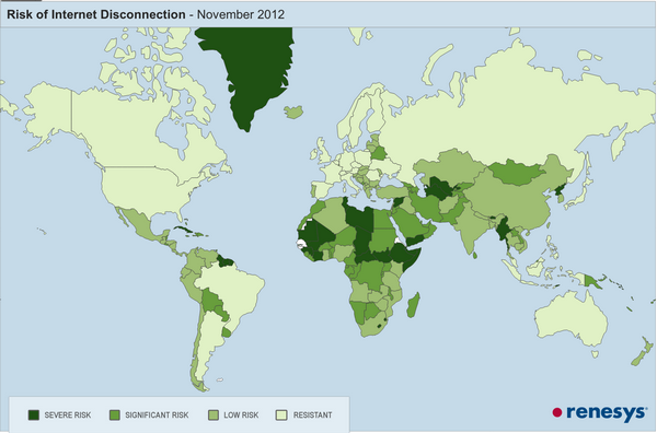Инфографика: в каких странах выше риск отключения интернета