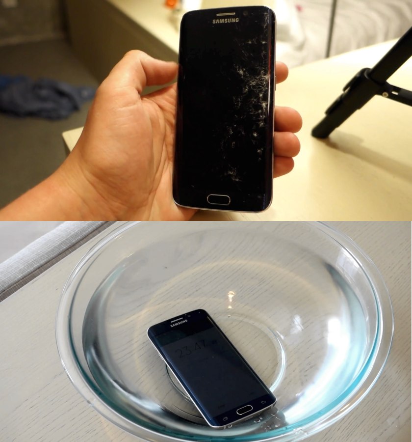 Один разбил, другой утопил: краш-тесты Samsung Galaxy S6 Edge (видео)