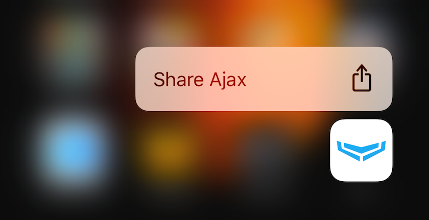 The Ajax application for iOS doesn’t support 3D Touch for the time being