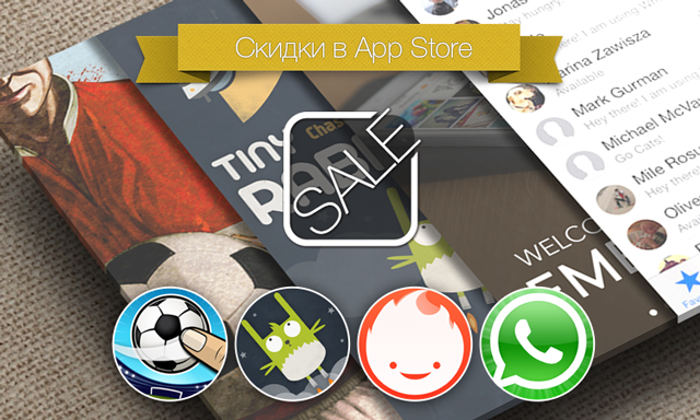 Скидки в App Store: Flick Soccer! HD, Tiny Rabbit, Ember, WhatsApp Messenger.