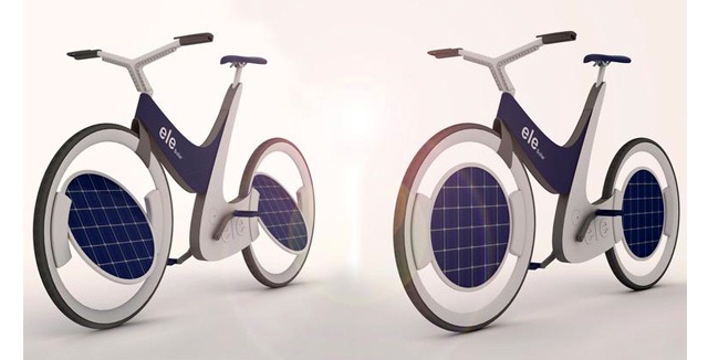 Концепт электрического велосипеда с солнечными батареями Ele