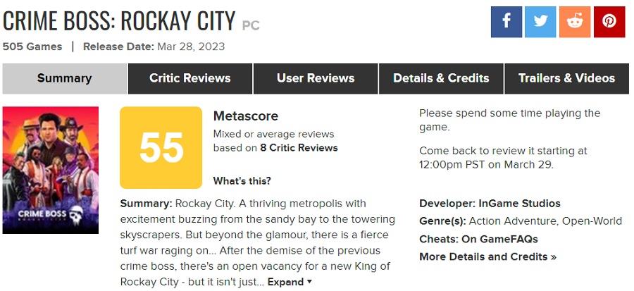 Зірки Голлівуду не врятували від провалу Crime Boss: Rockay City. Критики залишилися розчаровані новим кримінальним шутером-2