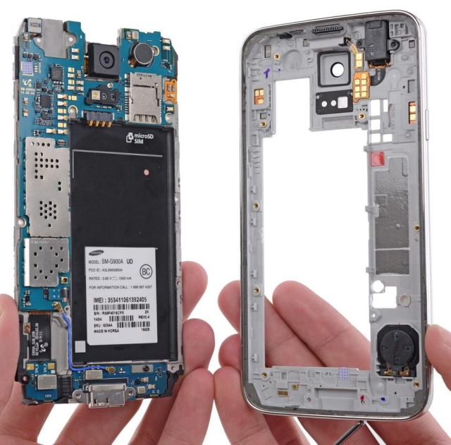 Мастера iFixit препарировали флагманский смартфон Samsung Galaxy S5-5