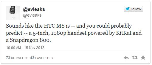 В сети появились первые спецификации будущего флагмана HTC M8-2